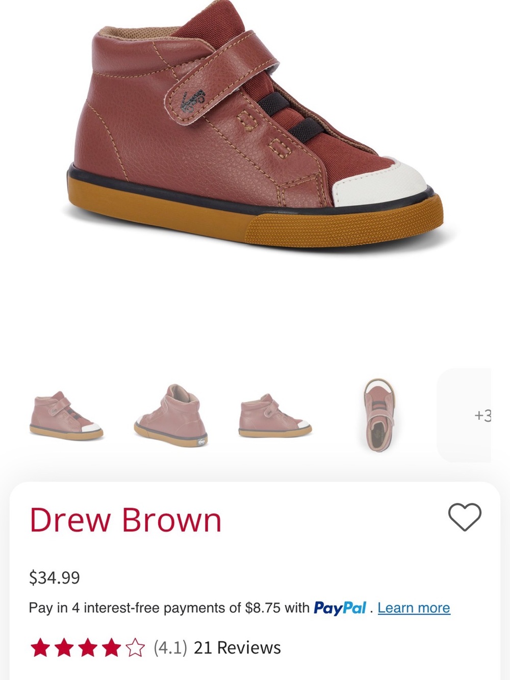 See Kai Run Drew Brown High-Top Sneakers with White Toe